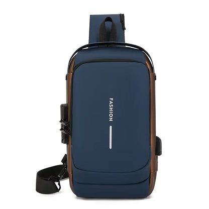 Men’s Anti-Theft USB Sling Bag – Waterproof Crossbody Chest Pack With Lock & USB Charging Port