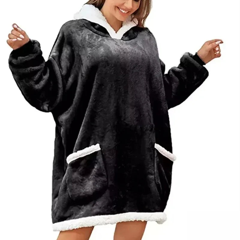 Oversized Hoodie Blanket with Hood – Cozy Wearable Fleece Sweatshirt