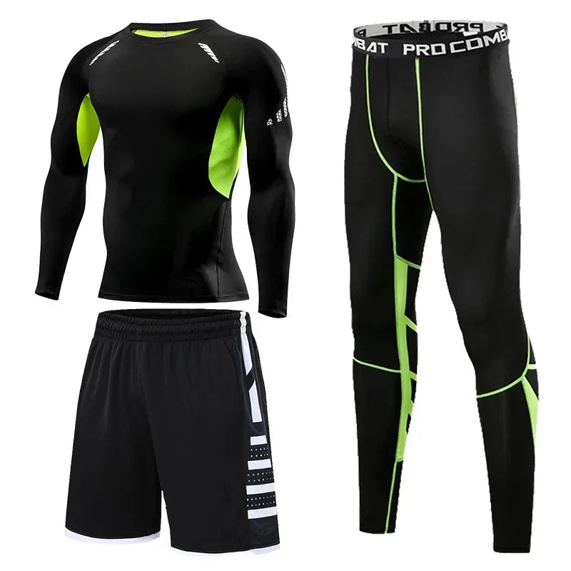 Men’s Compression Training Set – 3-Piece Running, Workout & Fitness Tracksuit