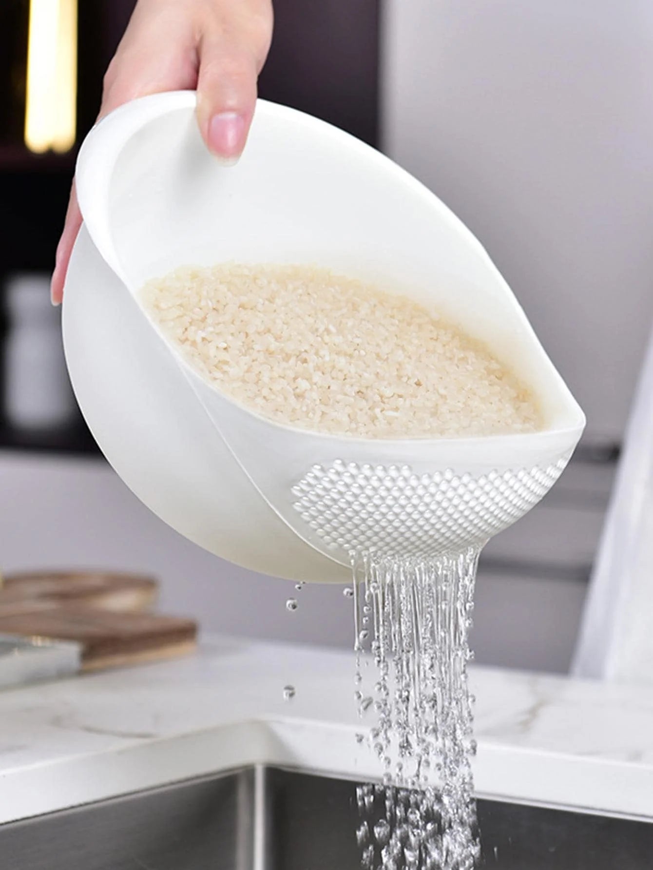 Premium Rice Sieve Drain Basket – Multi-Purpose Strainer Bowl for Washing Rice, Vegetables & Fruits