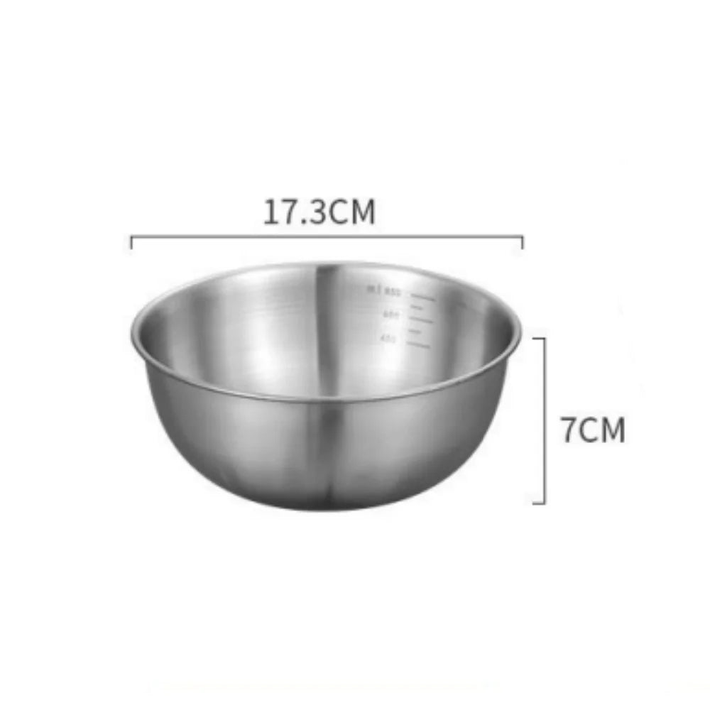 Stainless Steel Mixing Bowl Set with Measurement Scale – Non-Slip, Prep & Baking Bowls (1–3 Piece Options)