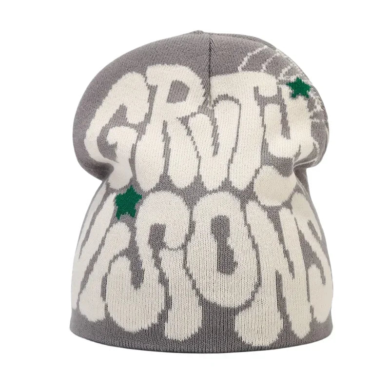 Graphic Knit Beanie for Adults – Warm Winter Streetwear with Bold Letter & Icon Designs