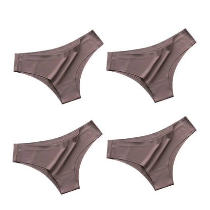 4-Pack Seamless Ice Silk Panties for Women – Ultra-Thin No-Show -Low-Waist Briefs