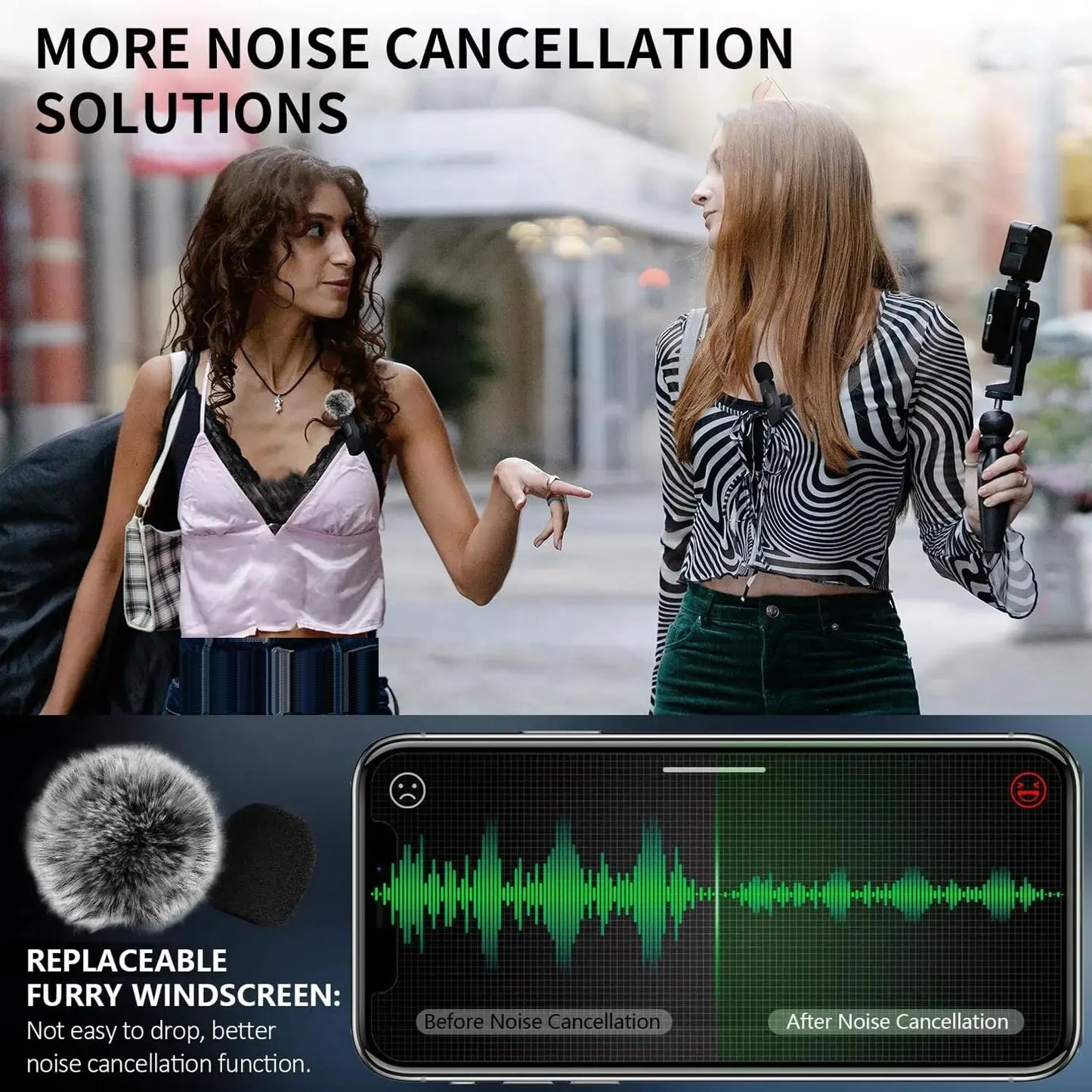Wireless Mic for iPhone & Android – Noise-Reduction Clip-On Microphone for Streaming & Mobile Video
