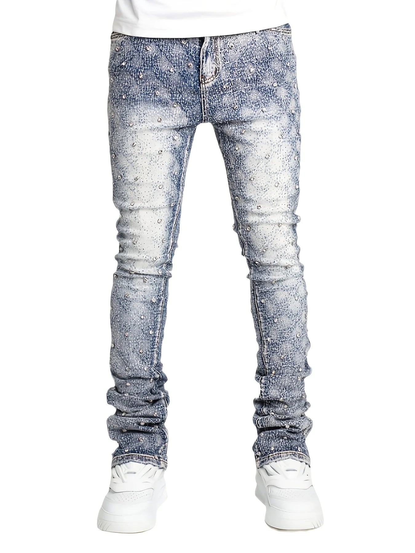 Men’s Designer Slim Straight Denim Jeans – Premium Stretch Fit, Distressed Streetwear