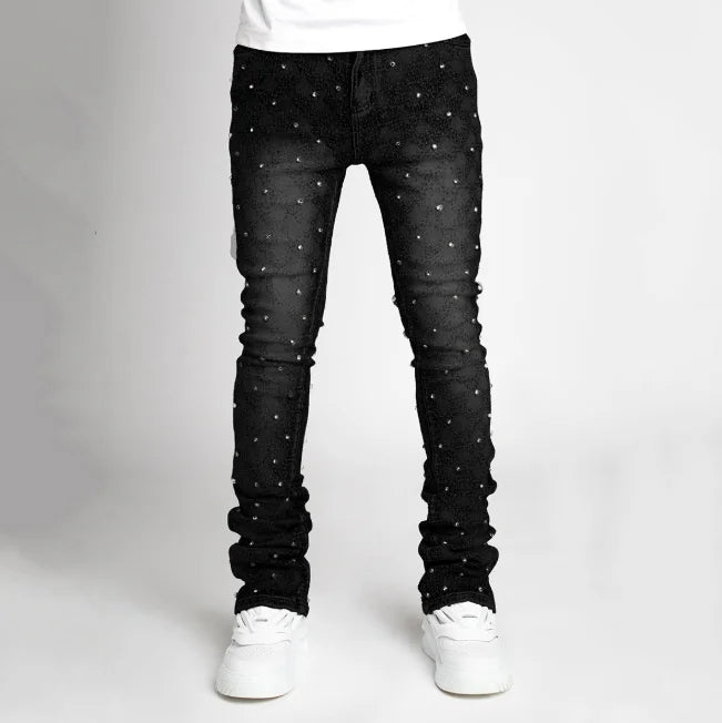 Men’s Designer Slim Straight Denim Jeans – Premium Stretch Fit, Distressed Streetwear