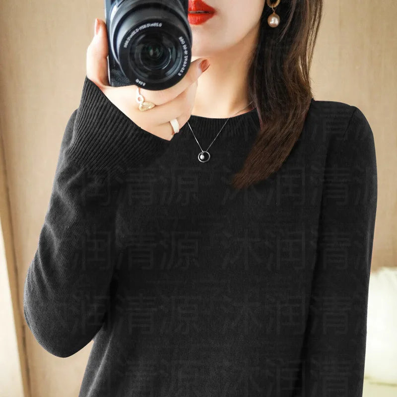 Women’s Soft Cashmere-Feel Knit Sweater – Crew Neck Long Sleeve Warm Winter Pullover Top