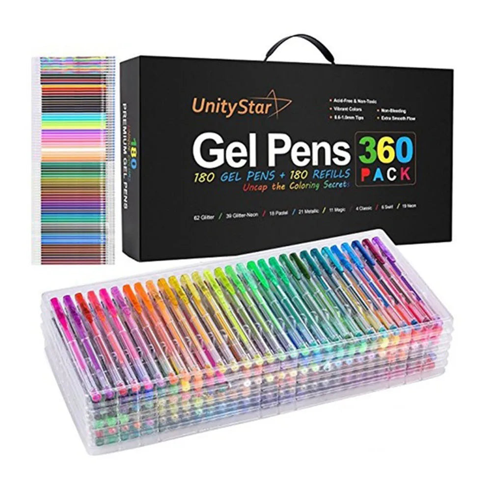 24-Color Glitter Gel Pen Refills – Neon Smooth Ink Replacement Pens for Art & Crafts