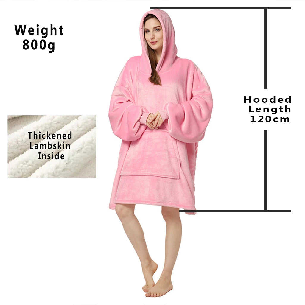Oversized Hoodie Blanket with Hood – Cozy Wearable Fleece Sweatshirt