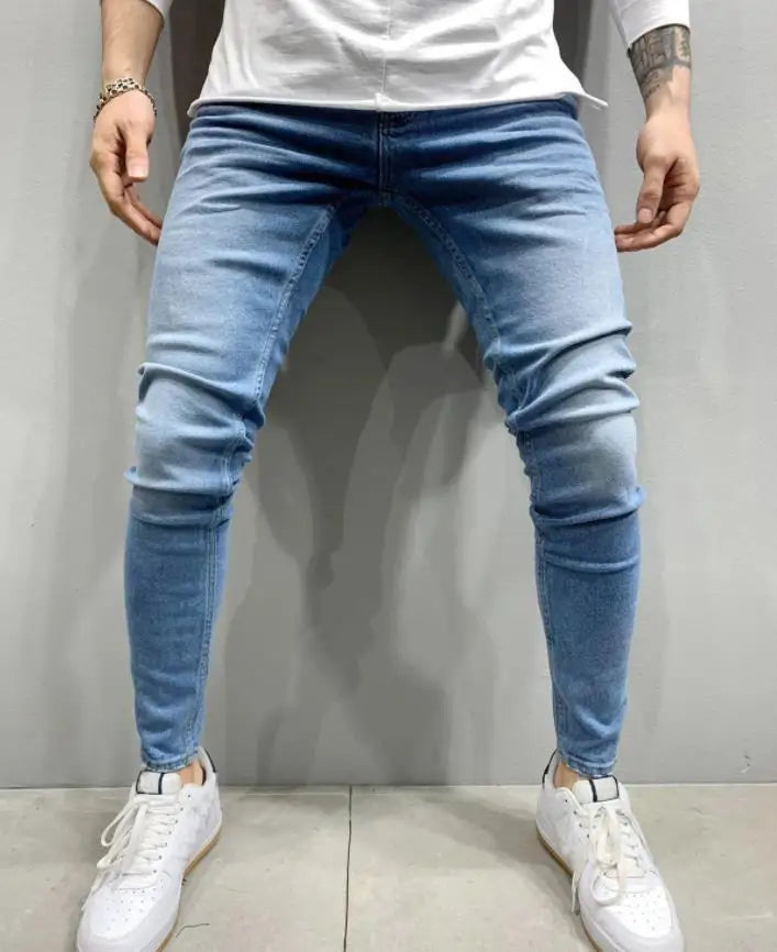 Men’s Stretch Denim Ripped Jeans – Slim Fit Distressed Casual Streetwear