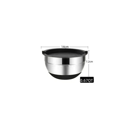 Premium Stainless Steel Mixing Bowls Set with Lids & Silicone Base – Nesting Bowls