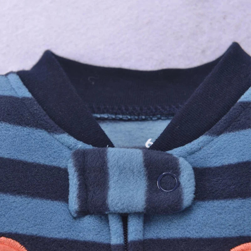 Baby Boy Fleece Romper Pajamas with Zipper – Soft Warm One-Piece Jumpsuit for Infants 0–12 Months