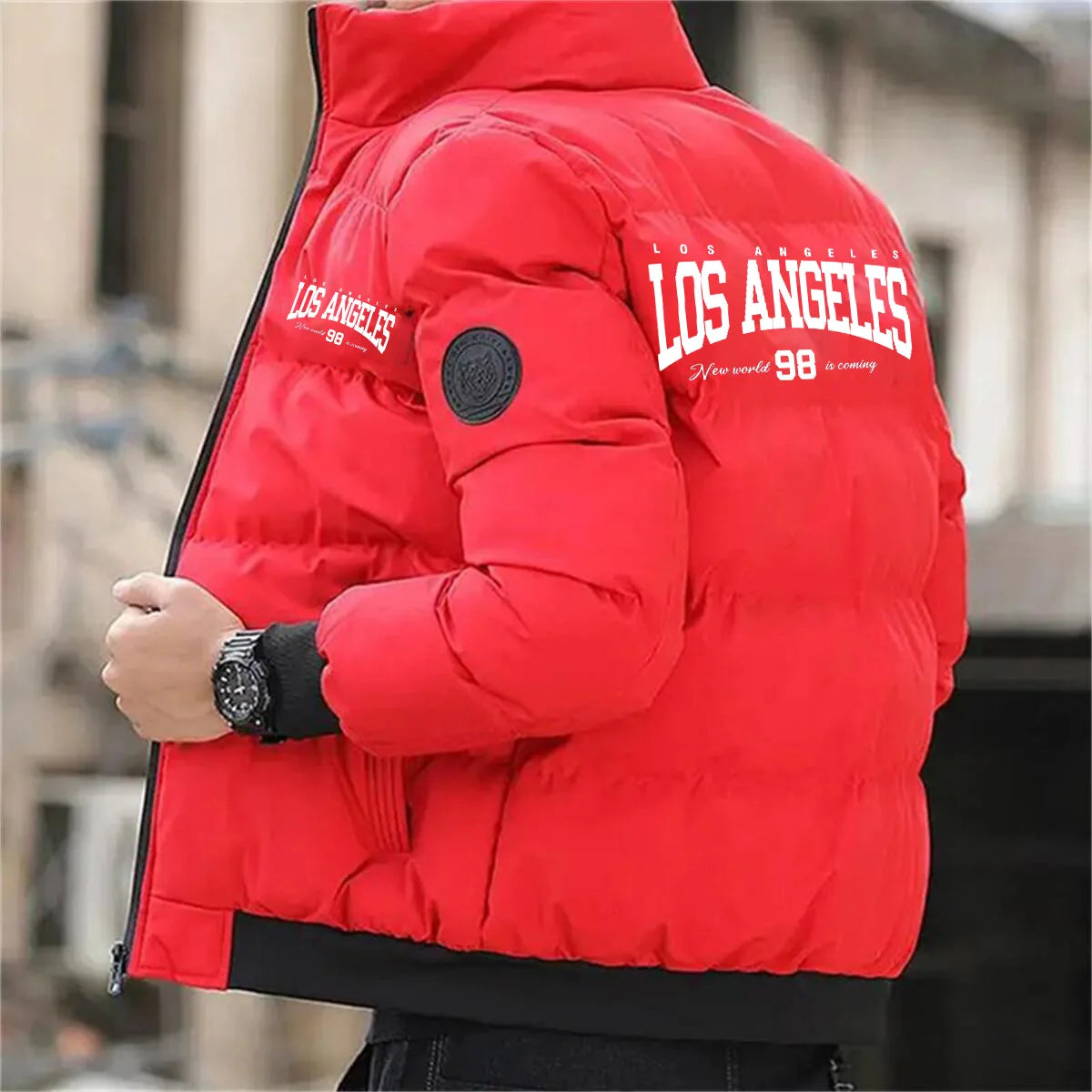 Men’s L.A Winter Puffer Jacket – Streetwear Bomber Style, Cold Outerwear