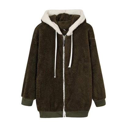 Women’s Ultra-Soft Plush Sherpa Fleece Hooded Zip Coat with Pockets