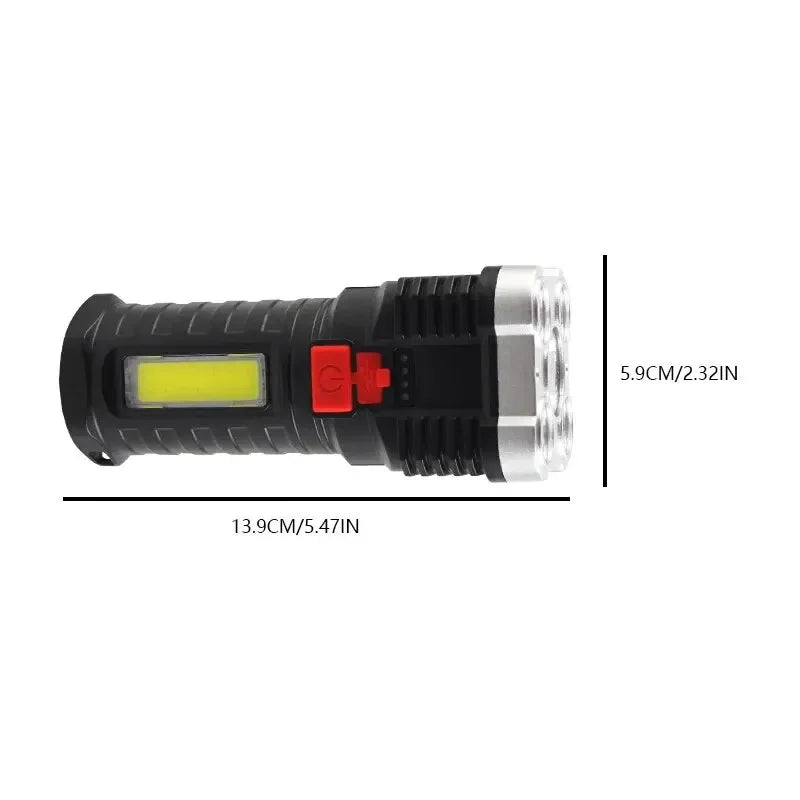5-LED Tactical Rechargeable Flashlight with Side Light – High-Power & Emergency Use
