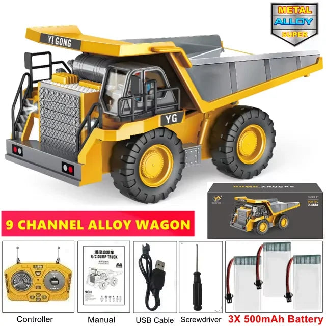 4WD RC Excavator Construction Vehicle – Rotating Alloy Digging Truck with Real Engine Sound