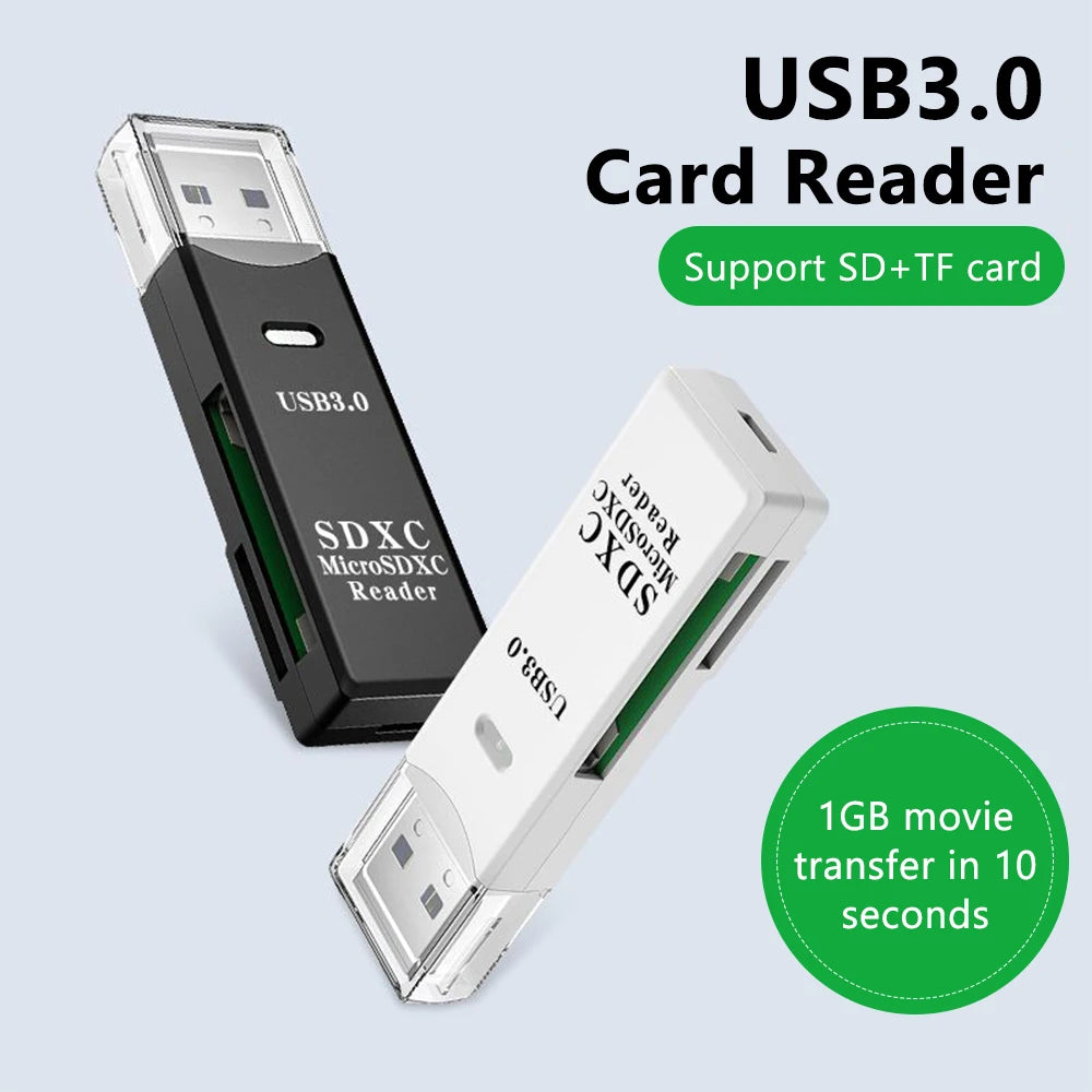 2-in-1 USB 3.0 SD & Micro SD Card Reader – High-Speed Plug-and-Play Adapter