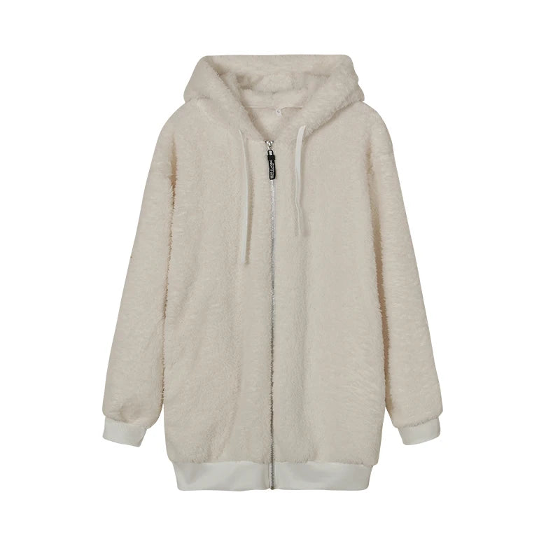 Women’s Ultra-Soft Plush Sherpa Fleece Hooded Zip Coat with Pockets