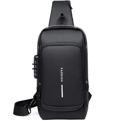 Men’s Anti-Theft USB Sling Bag – Waterproof Crossbody Chest Pack With Lock & USB Charging Port