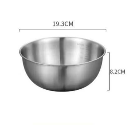 Stainless Steel Mixing Bowl Set with Measurement Scale – Non-Slip, Prep & Baking Bowls (1–3 Piece Options)