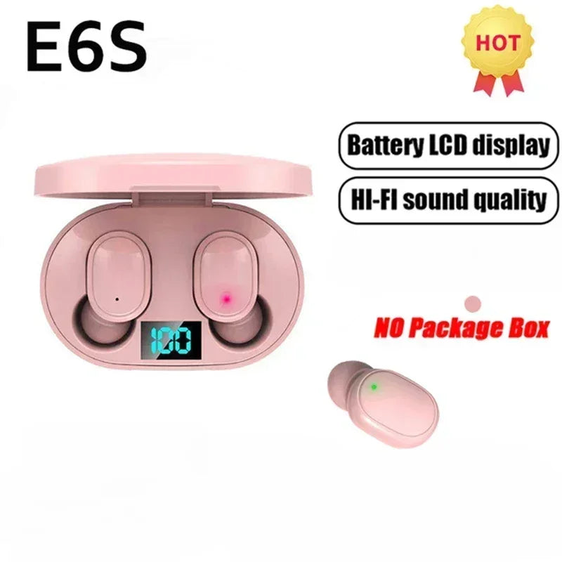 E6S Wireless Bluetooth Earbuds – Noise-Reducing In-Ear Headphones with Charging Case & LED Battery Display