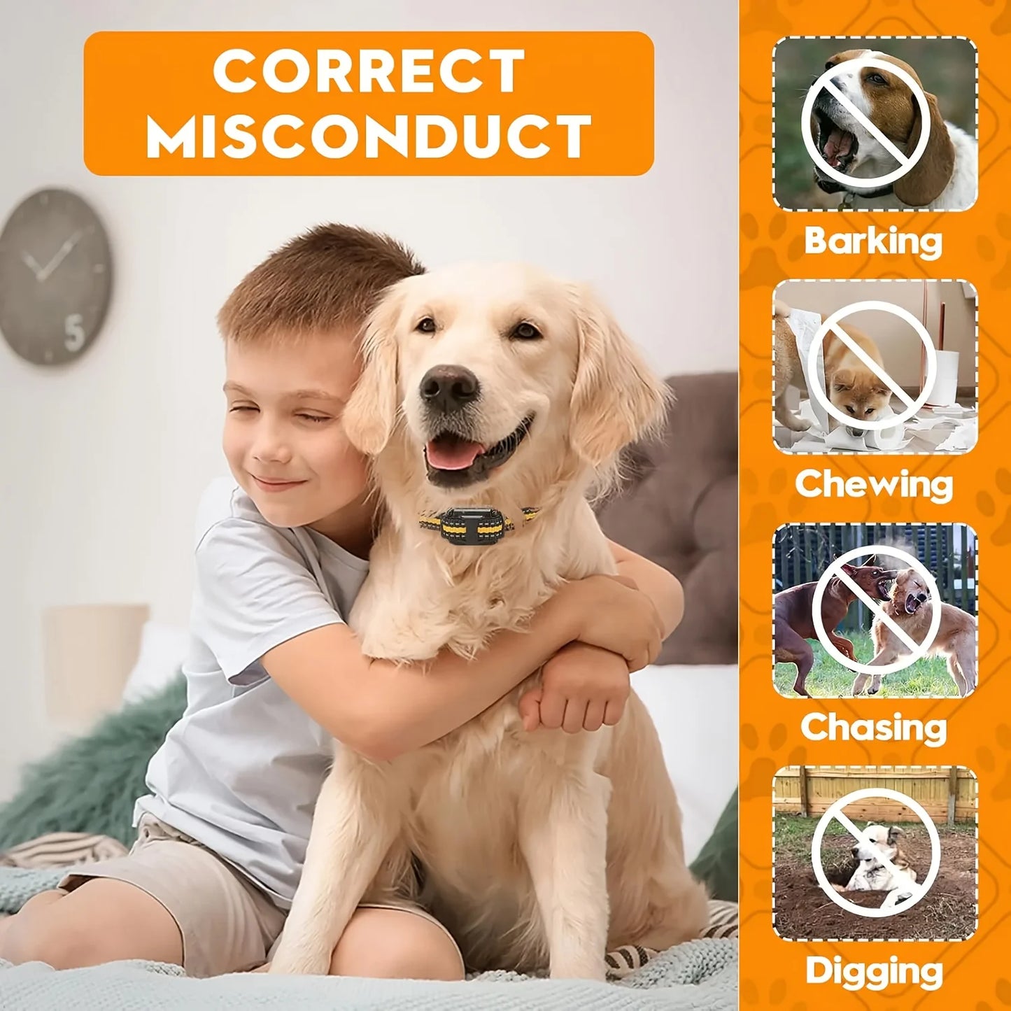 Long-Range Dog Training, Rechargeable, Shock, Vibration & Remote Control Collar