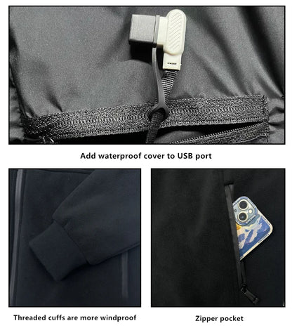 Men’s Heated Polar Fleece Jacket – 8-Zone Electric Heating Coat with Thick Warm Lining & USB Power Control