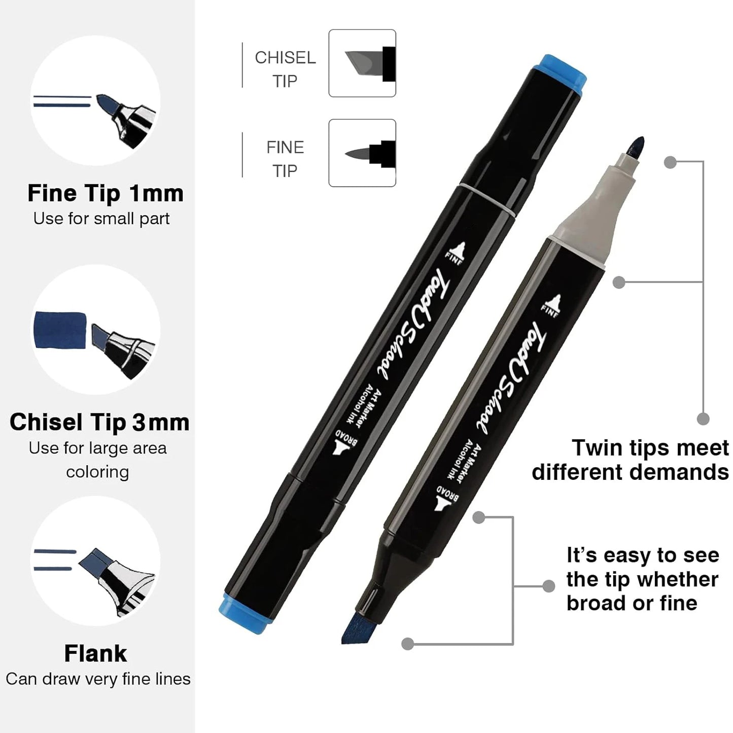 40-Piece Dual Tip Alcohol Marker Set – Permanent Sketch Markers for Drawing & Manga Art
