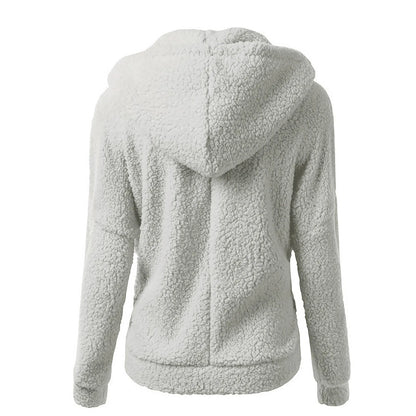 Women's Soft Plush Zip Up Hoodie - Warm Fleece Jacket with Hood & Pockets