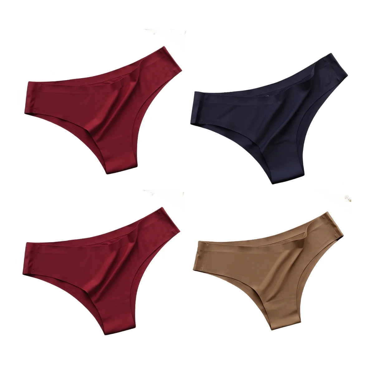 4-Pack Seamless Ice Silk Panties for Women – Ultra-Thin No-Show -Low-Waist Briefs