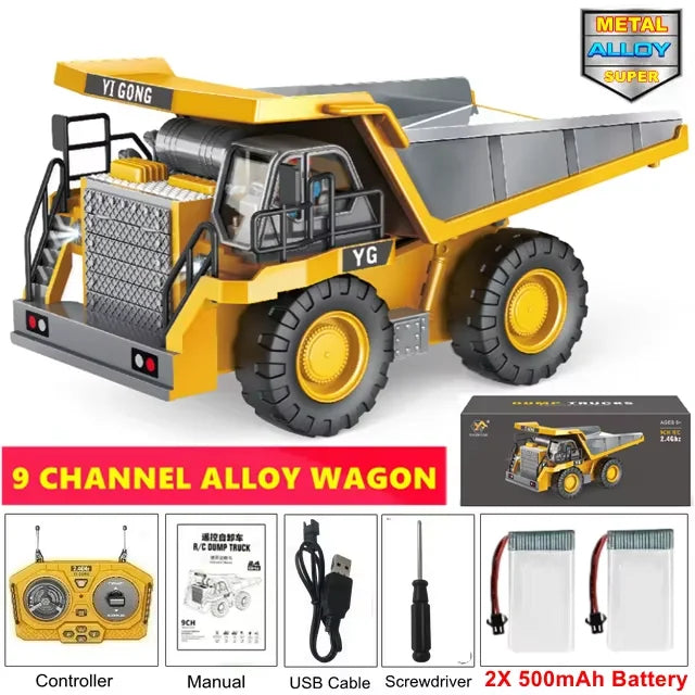 4WD RC Excavator Construction Vehicle – Rotating Alloy Digging Truck with Real Engine Sound