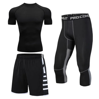 Men’s Compression Training Set – 3-Piece Running, Workout & Fitness Tracksuit