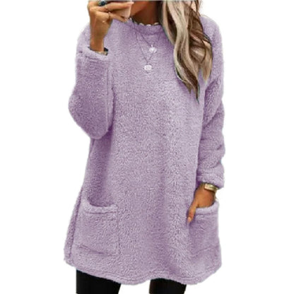 Women’s Warm Fleece Hoodie Top – Cozy Soft Long Sleeve Fuzzy Pullover