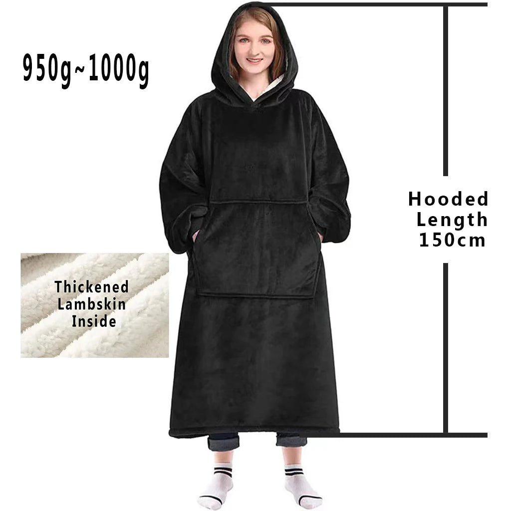Oversized Hoodie Blanket with Hood – Cozy Wearable Fleece Sweatshirt