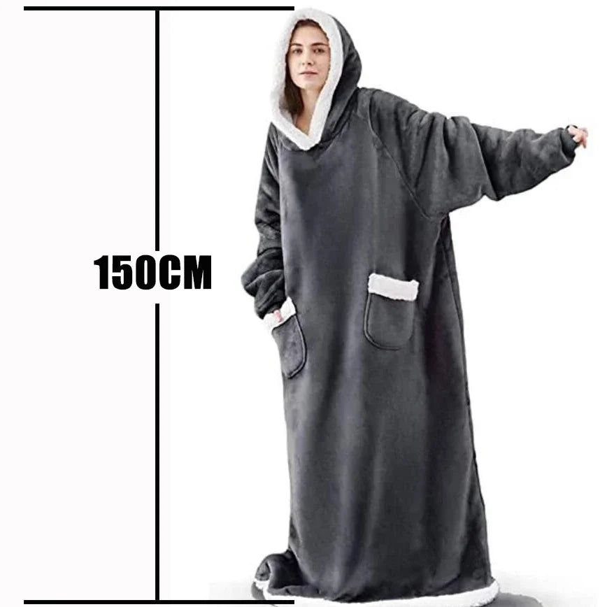 Oversized Hoodie Blanket with Hood – Cozy Wearable Fleece Sweatshirt