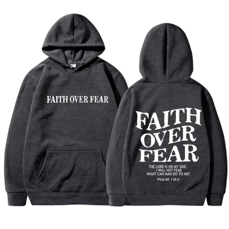 Faith Over Fear Hoodie – Inspirational Christian Graphic Sweatshirt for Men & Women