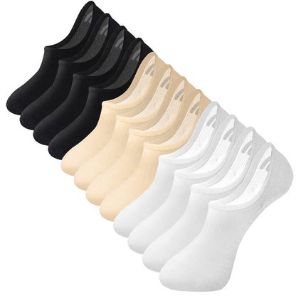 6-Pair Women’s No-Show Cotton Liner Socks – Low-Cut Non-Slip Invisible Ankle Socks