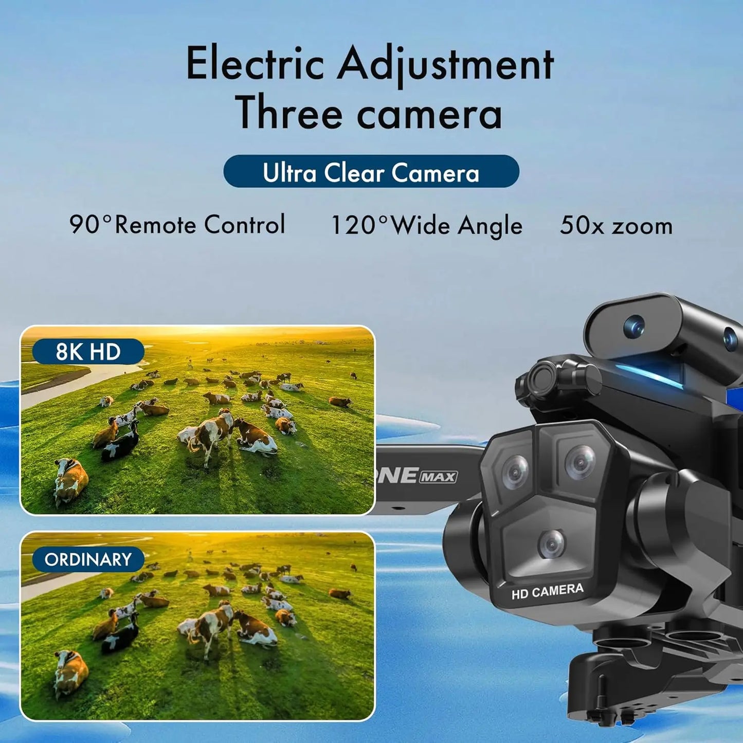 4K Tri-Camera Foldable Drone – 4-Way Obstacle Avoidance, Smart Hover, 360° Flips & Optical Flow FPV Quadcopter