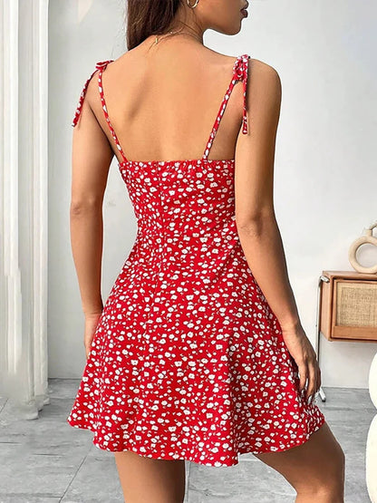 Summer Floral Spaghetti Strap Beach Sundress