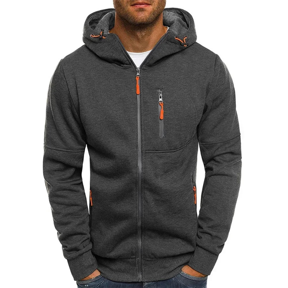 Men’s Zip-Up Hooded Sweatshirt – Slim Fit Full-Zip Hoodie for Casual & Active Wear