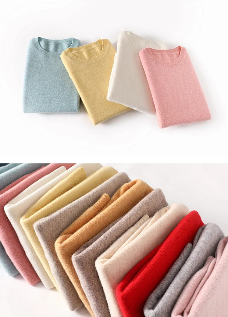 Women’s Soft Cashmere-Feel Knit Sweater – Crew Neck Long Sleeve Warm Winter Pullover Top