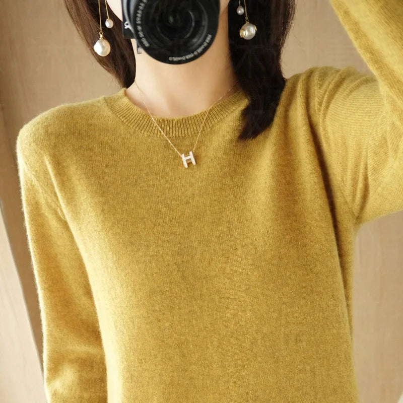 Women’s Soft Cashmere-Feel Knit Sweater – Crew Neck Long Sleeve Warm Winter Pullover Top