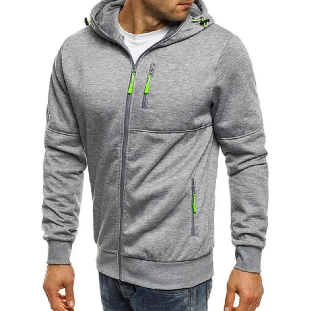 Men’s Zip-Up Hooded Sweatshirt – Slim Fit Full-Zip Hoodie for Casual & Active Wear