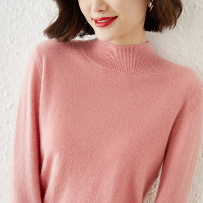 Cozy Winter High-Neck Knit Sweater for Women – Korean Style Slim Fit Top