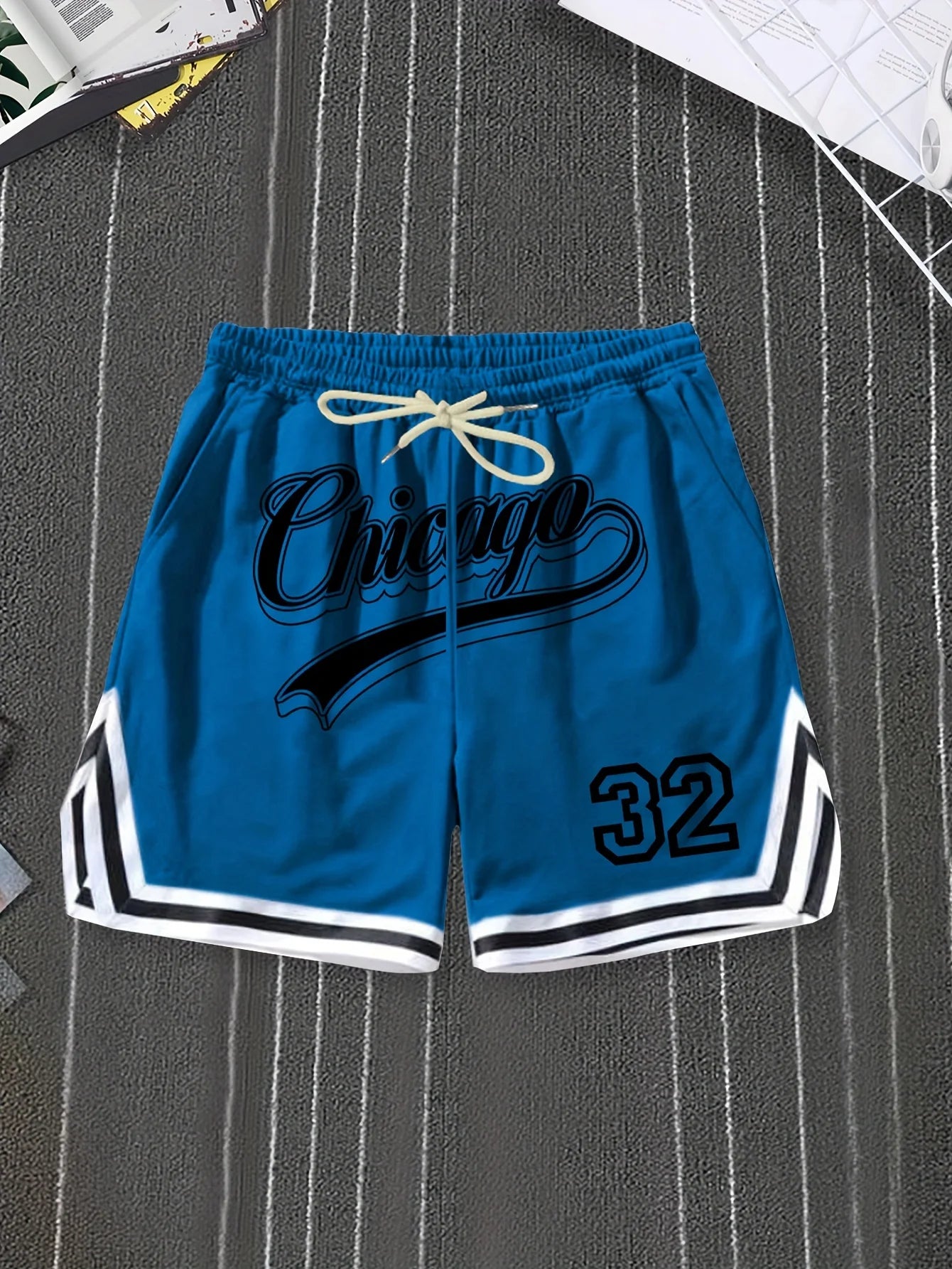 Bold Chicago Style Print Retro Basketball Shorts – Streetwear Summer Fitness