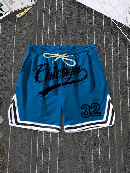 Bold Chicago Style Print Retro Basketball Shorts – Streetwear Summer Fitness
