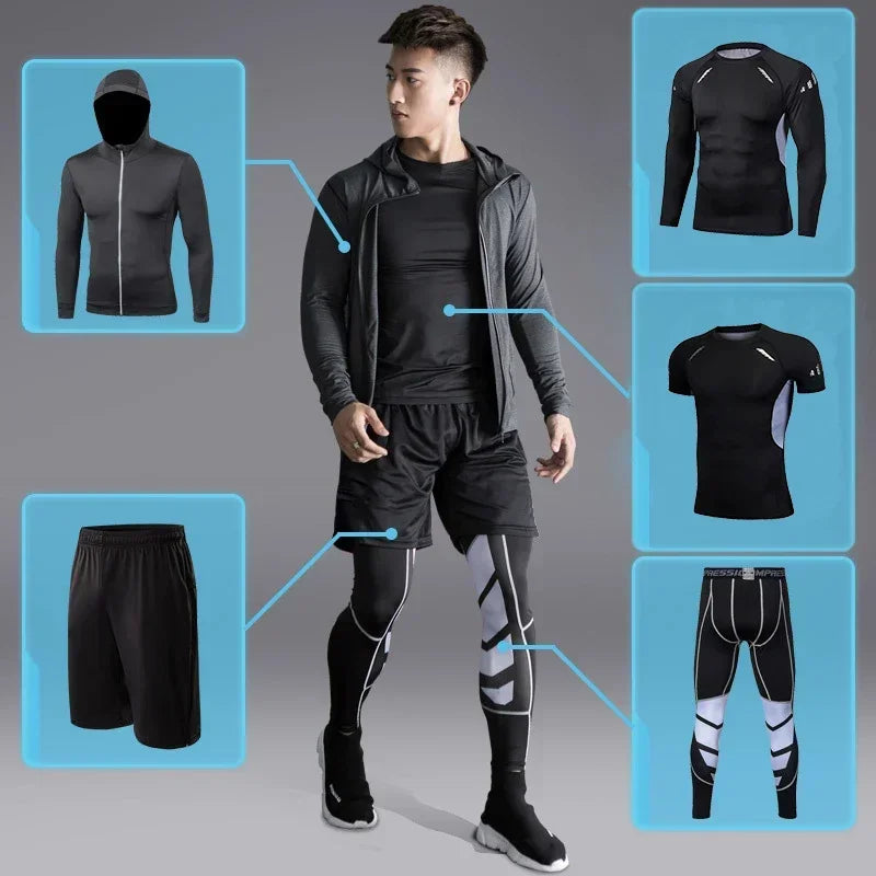 Men’s Compression Training Set – 3-Piece Running, Workout & Fitness Tracksuit