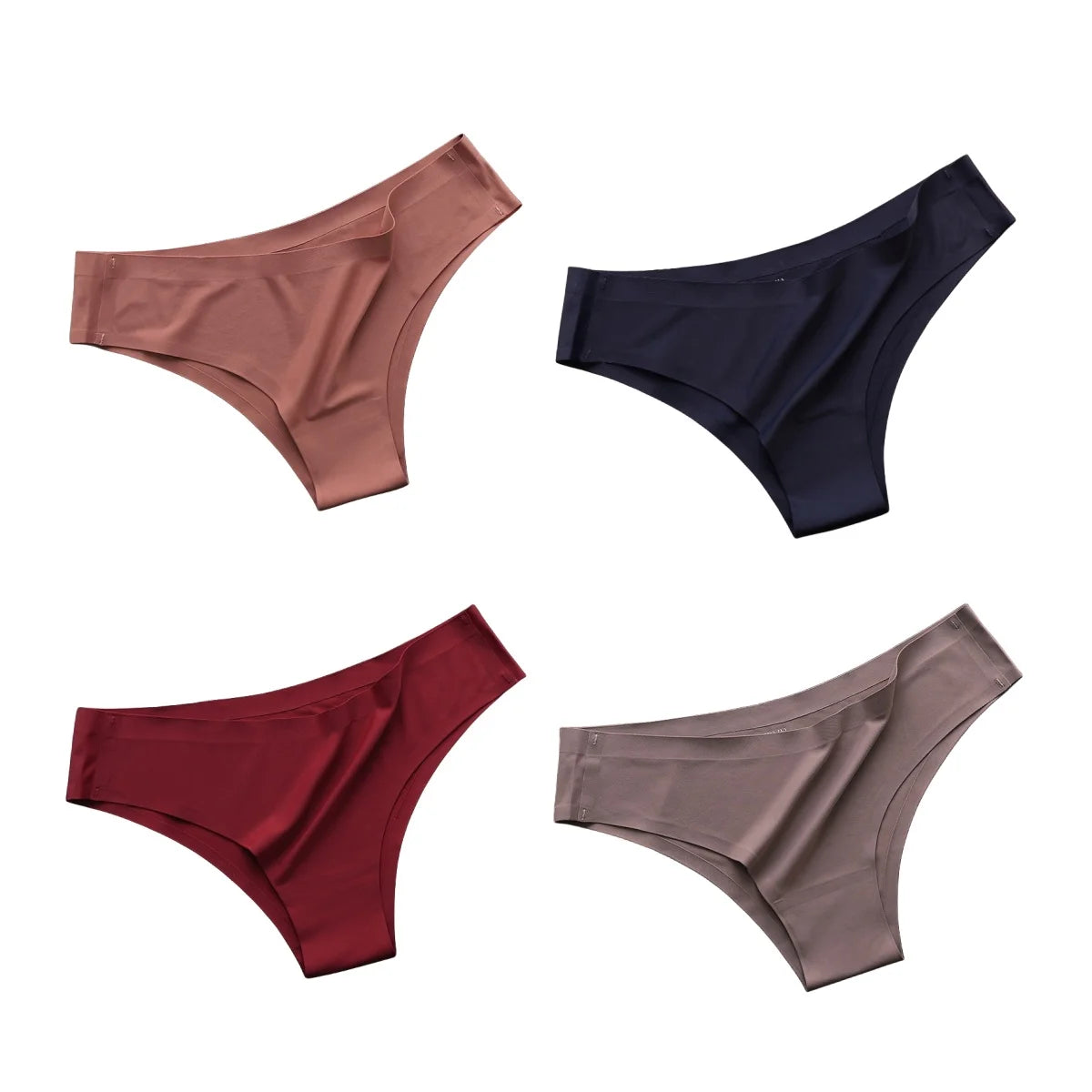 4-Pack Seamless Ice Silk Panties for Women – Ultra-Thin No-Show -Low-Waist Briefs