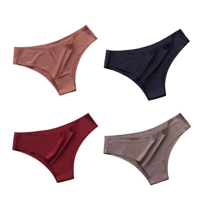 4-Pack Seamless Ice Silk Panties for Women – Ultra-Thin No-Show -Low-Waist Briefs