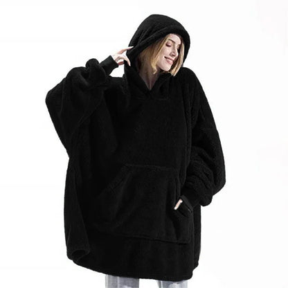 Ultra-Soft Oversized Hoodie Blanket – Thick Double Fleece Warm Pullover with Hood & Giant Pocket (One-Size)